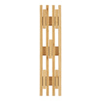 Porte-manteau mural Ember en bambou naturel vu de face quatre lattes verticales et crochets rabattus