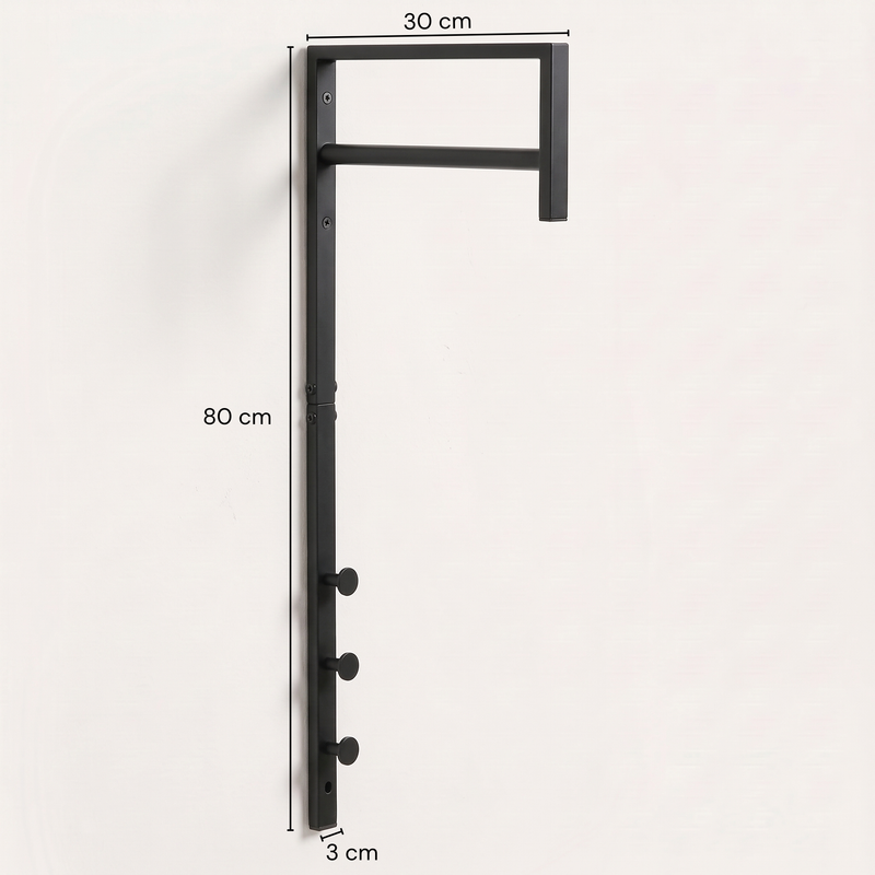 Dimensions Trento wall-mounted coat rack with hanging rail
