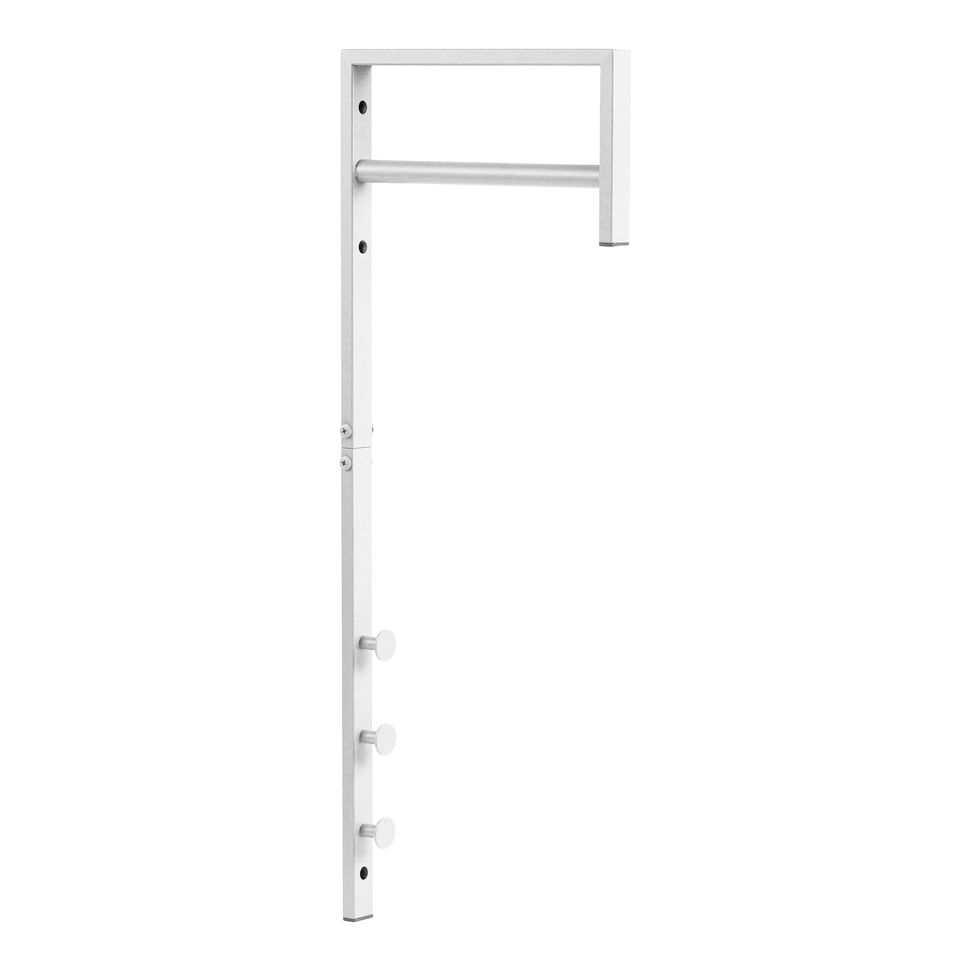 Porte-manteau mural Trento métal blanc mat barre penderie 3 crochets vue trois quarts