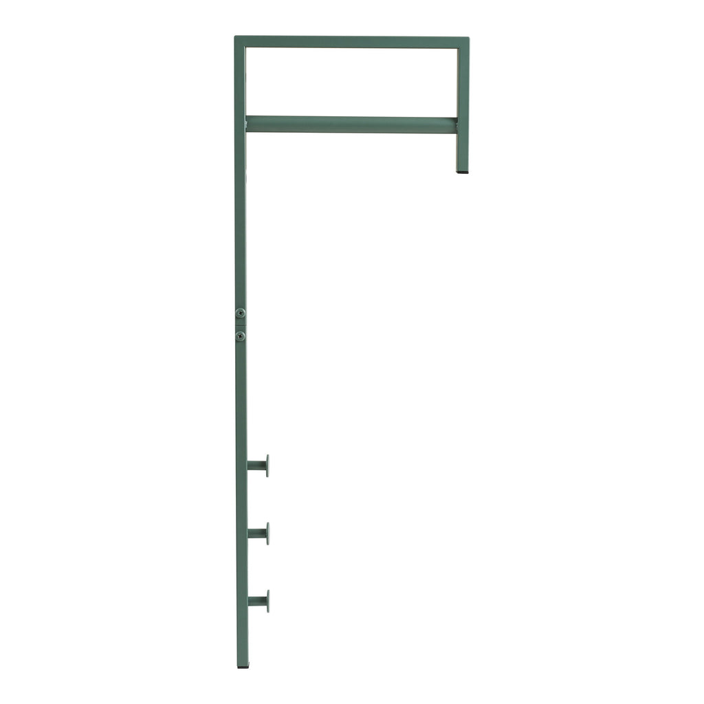 Porte-manteau mural Trento vert sauge 82 cm vue de face profil structure métal laqué