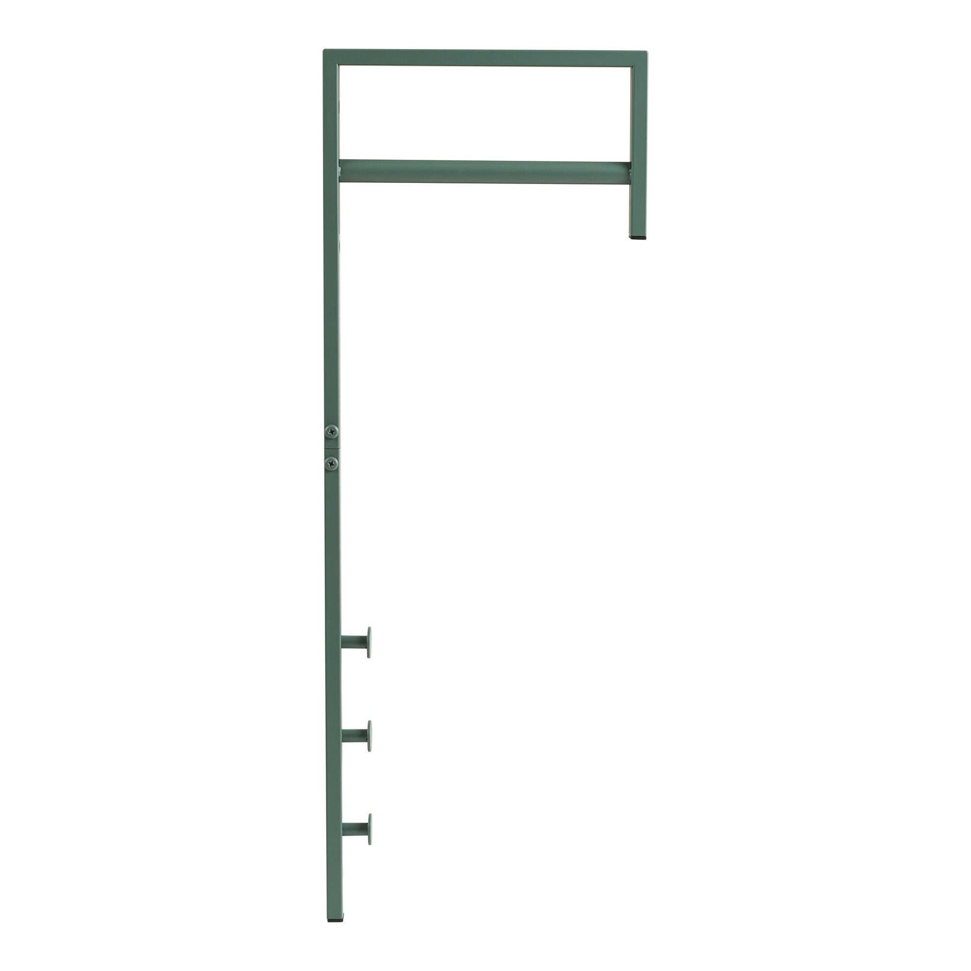 Porte-manteau mural Trento vert sauge 82 cm vue de face profil structure métal laqué