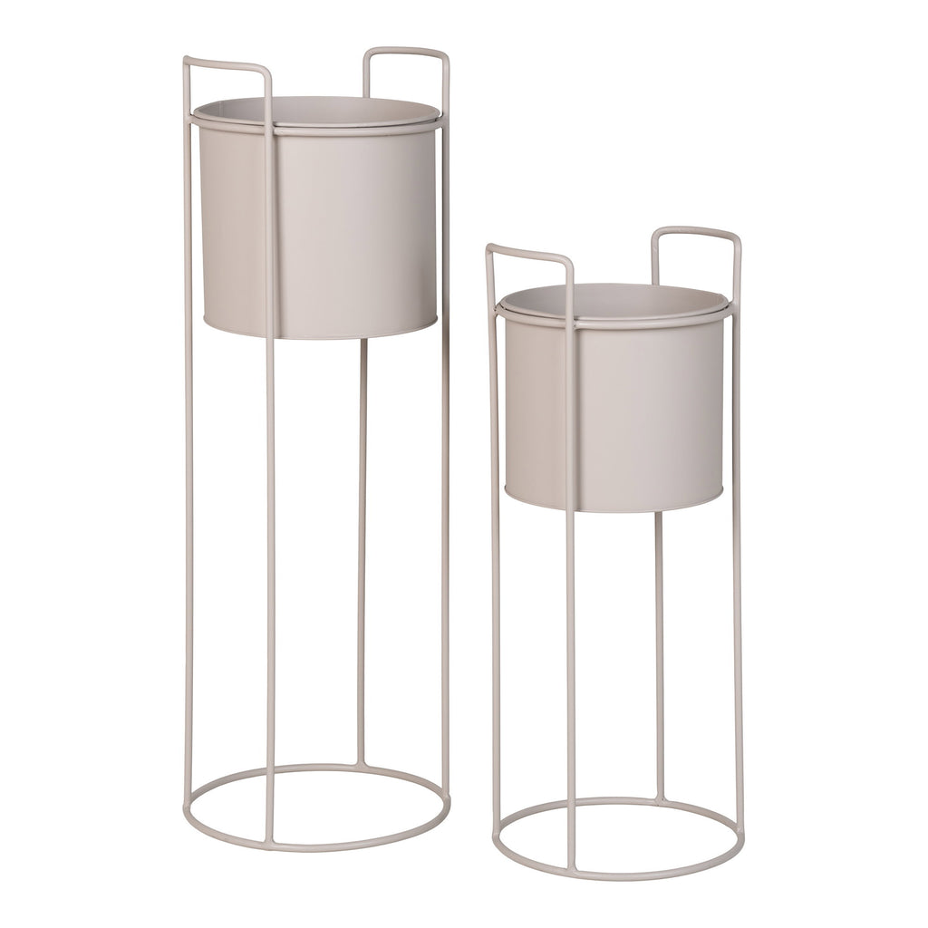 Set 2 porte-plantes Rabo sable vue de face structure cylindrique fond blanc