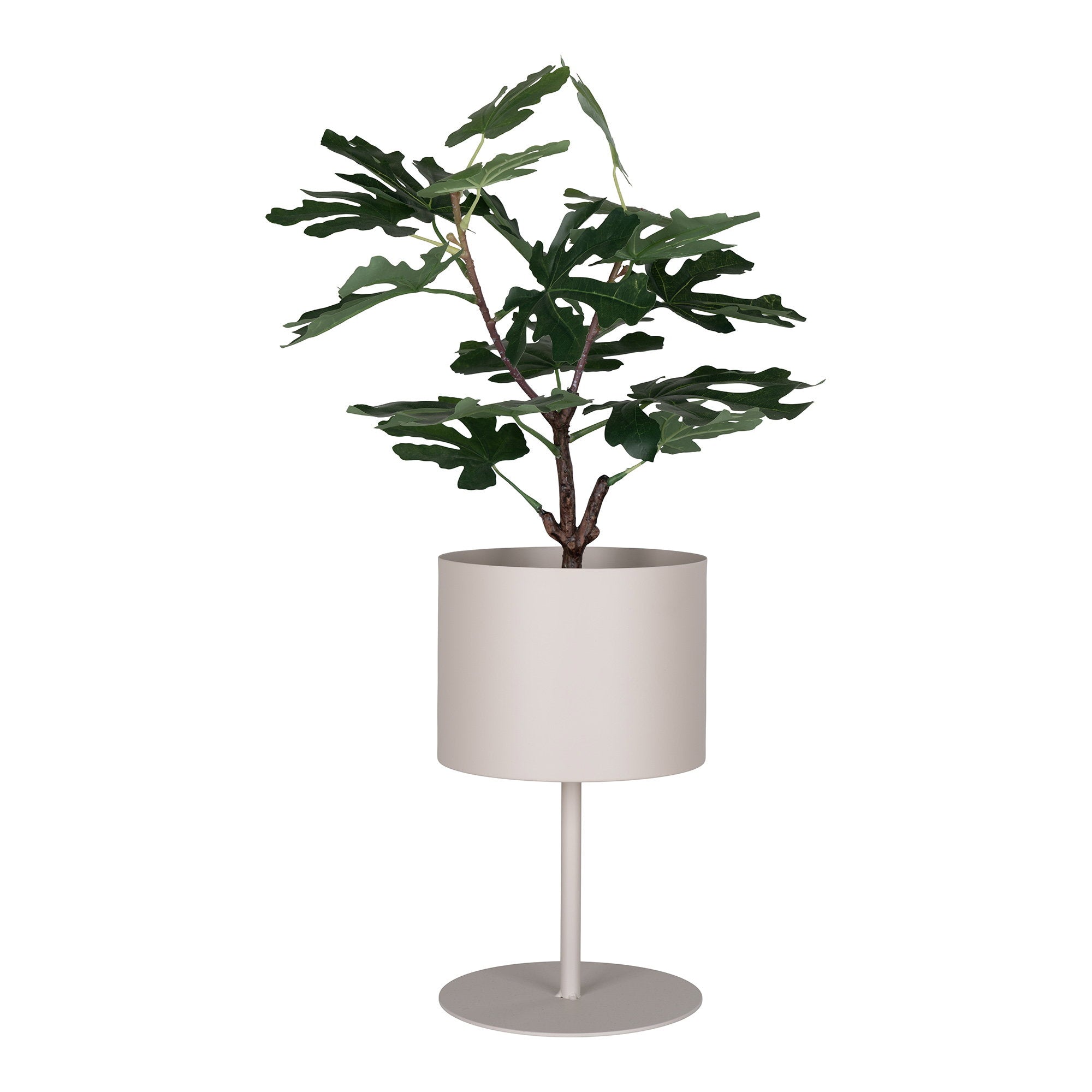 Porte-plante Trofa sable avec plante artificielle feuilles découpées fond blanc