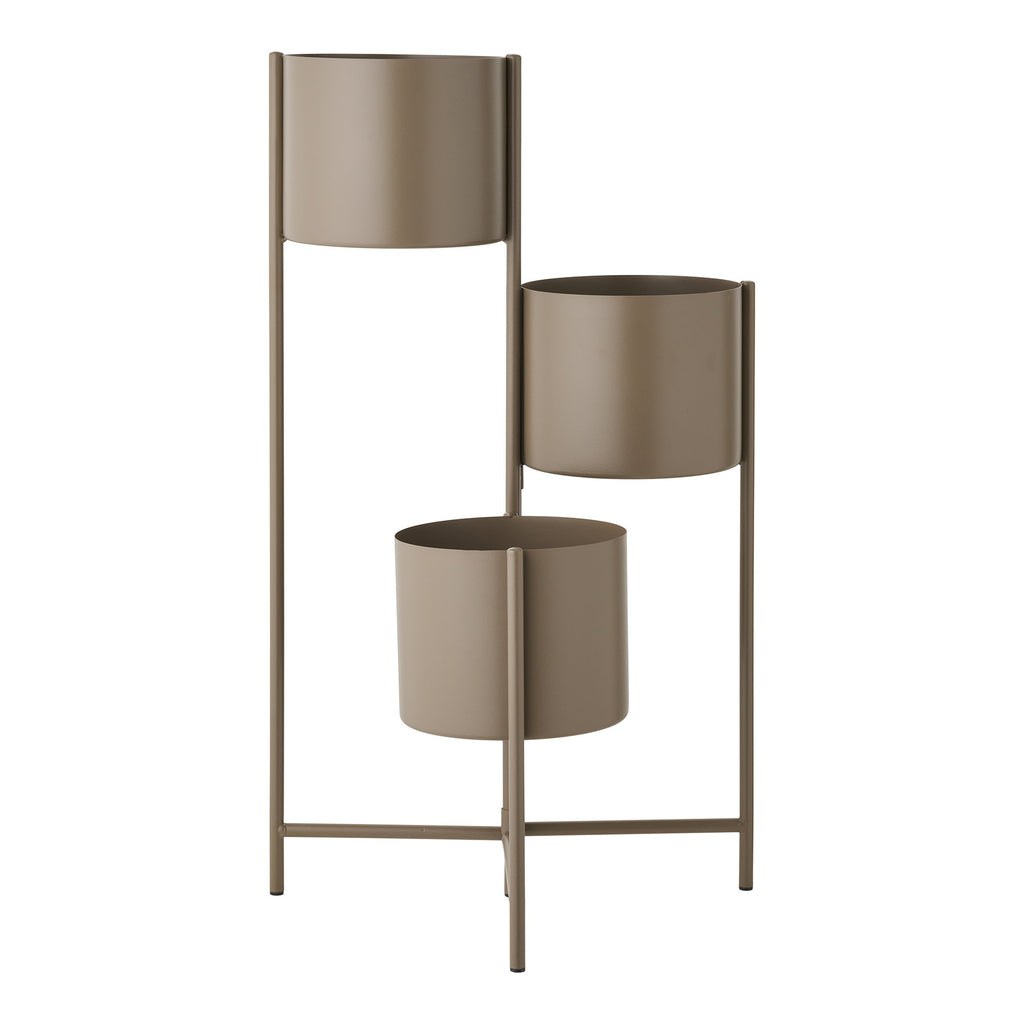 Porte-plantes 3 niveaux acier brun taupe mat structure étagère H75,5 cm vue de face