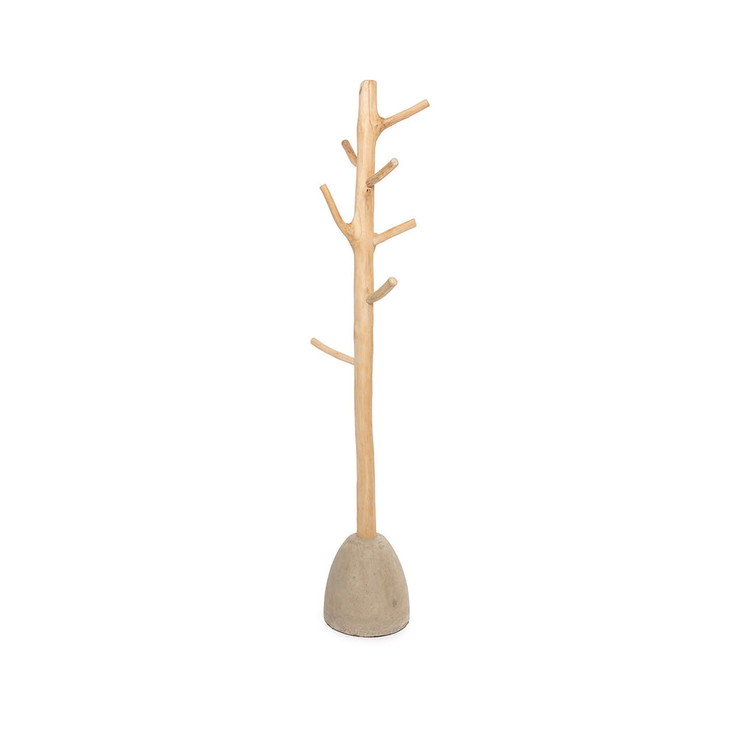 Portemanteau sur pied en teck et béton 150 cm