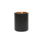 Pot Bondi rond en teck noir mat vu de face sur fond blanc