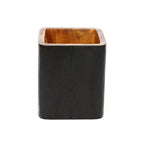 Pot Bondi carré en teck noirci 14 cm