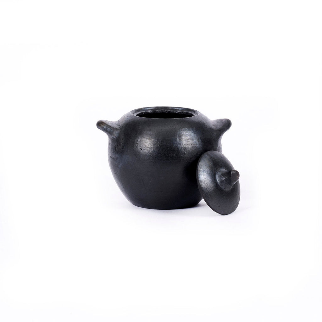 Pot à couvercle en terre cuite noircie au feu 9 cm, vue 5