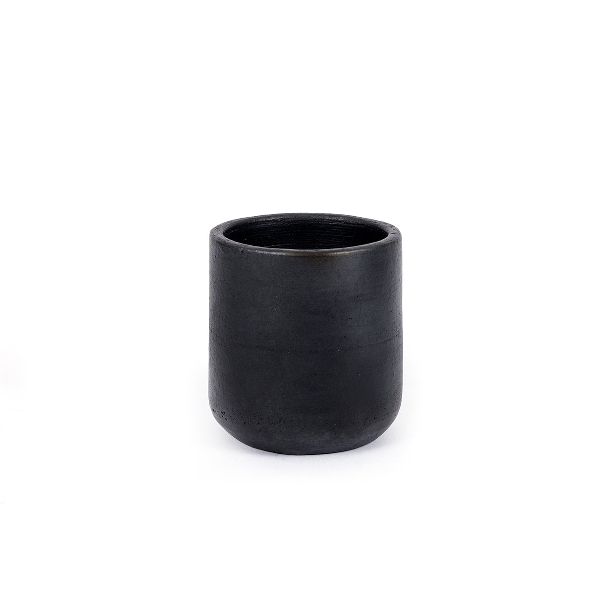 Pot droit en terre cuite noircie au feu 8 cm