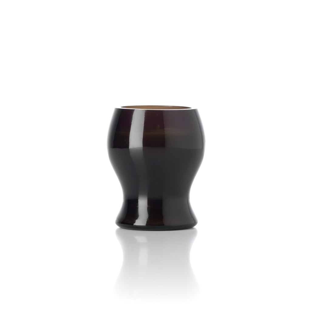 Pot photophore en verre brun profond à silhouette pincée 10 cm, vue 3