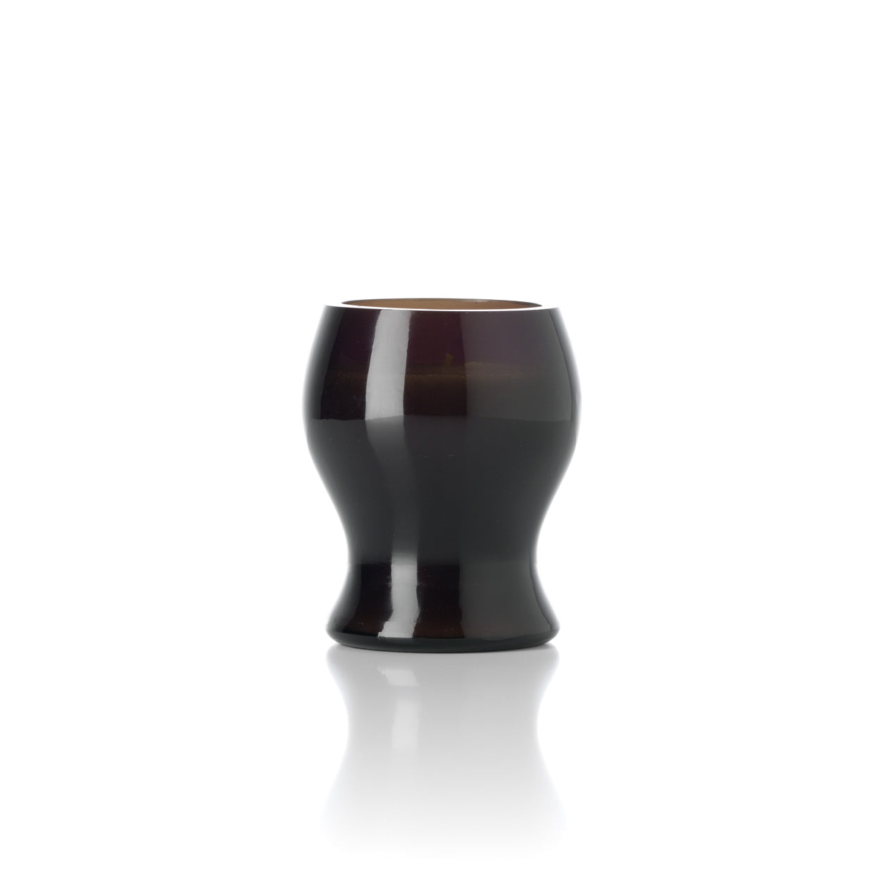 Pot photophore en verre brun profond à silhouette pincée 10 cm, vue 3