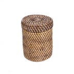 Pot de rangement à couvercle en rotin tressé 12 cm en situation