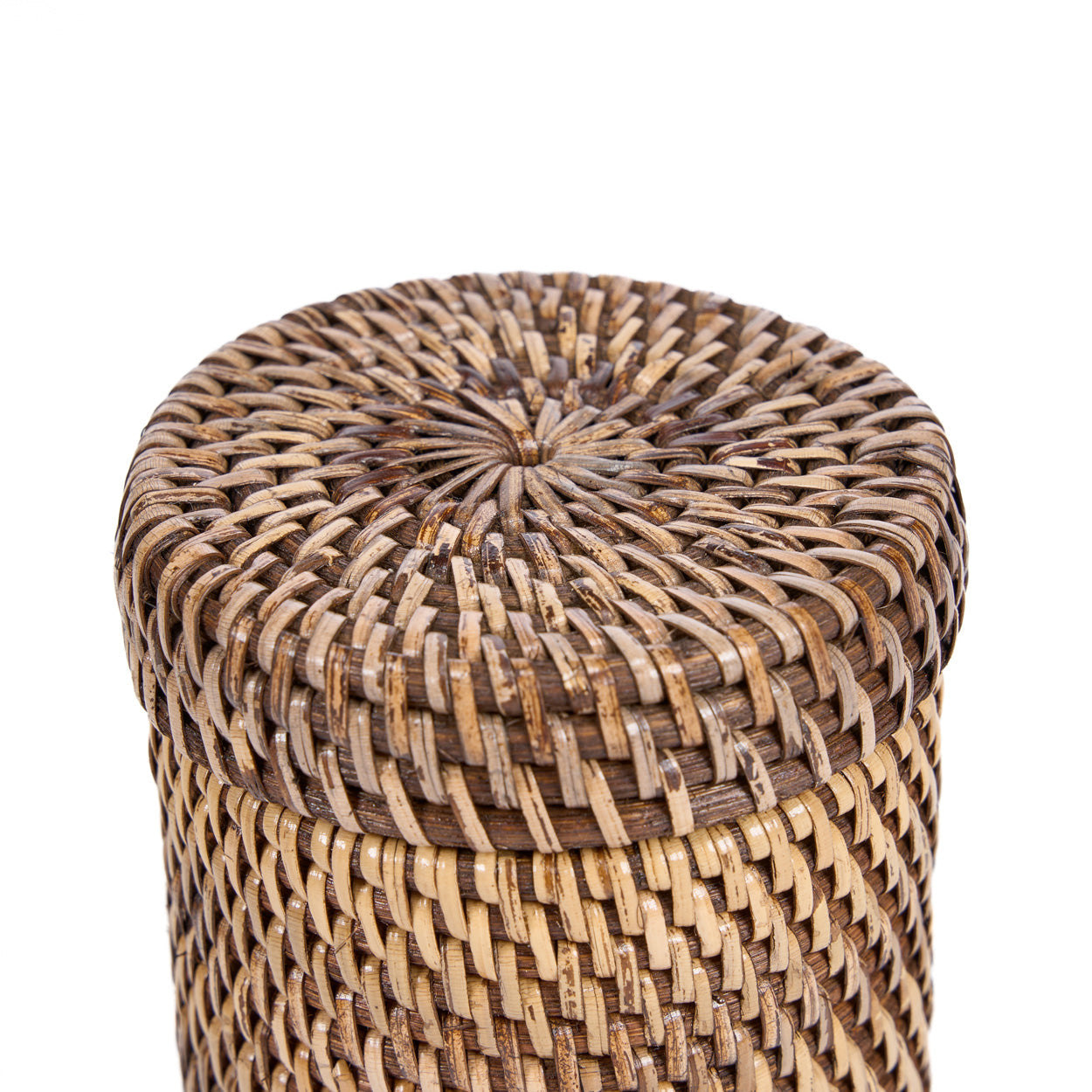 Pot de rangement à couvercle en rotin tressé 12 cm, vue 3