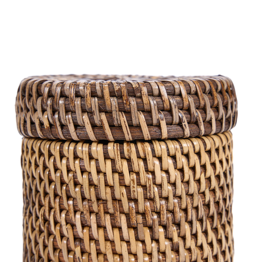 Pot de rangement à couvercle en rotin tressé 12 cm, vue 4