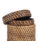 Pot de rangement à couvercle en rotin tressé 12 cm, vue 5