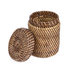 Pot de rangement à couvercle en rotin tressé 12 cm, vue 6