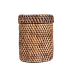 Pot de rangement à couvercle en rotin tressé 12 cm