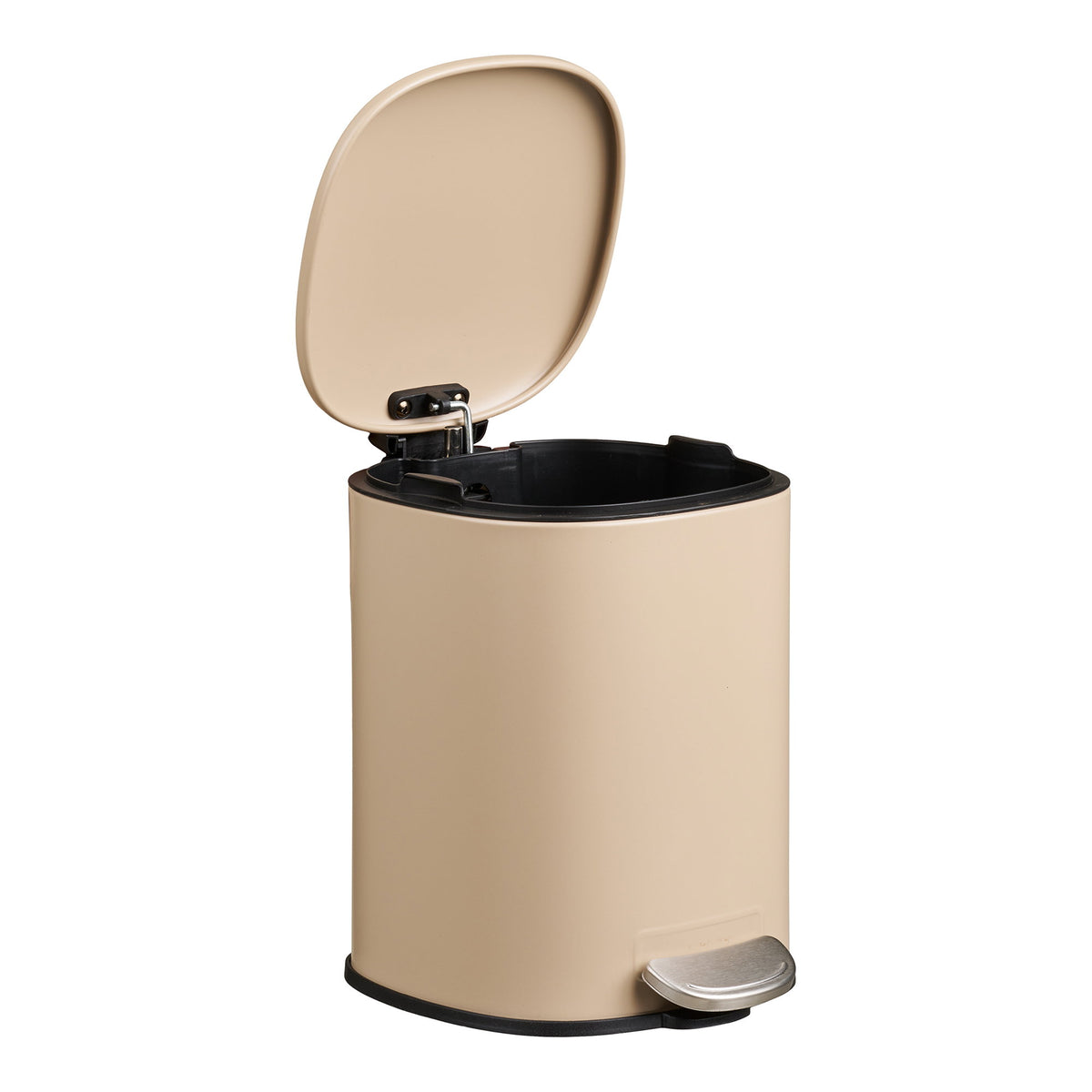 Poubelle Lodi beige couvercle ouvert laissant voir le seau intérieur noir