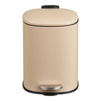 Poubelle à pédale Lodi métal beige 17x21x23 cm vue de face pédale inox