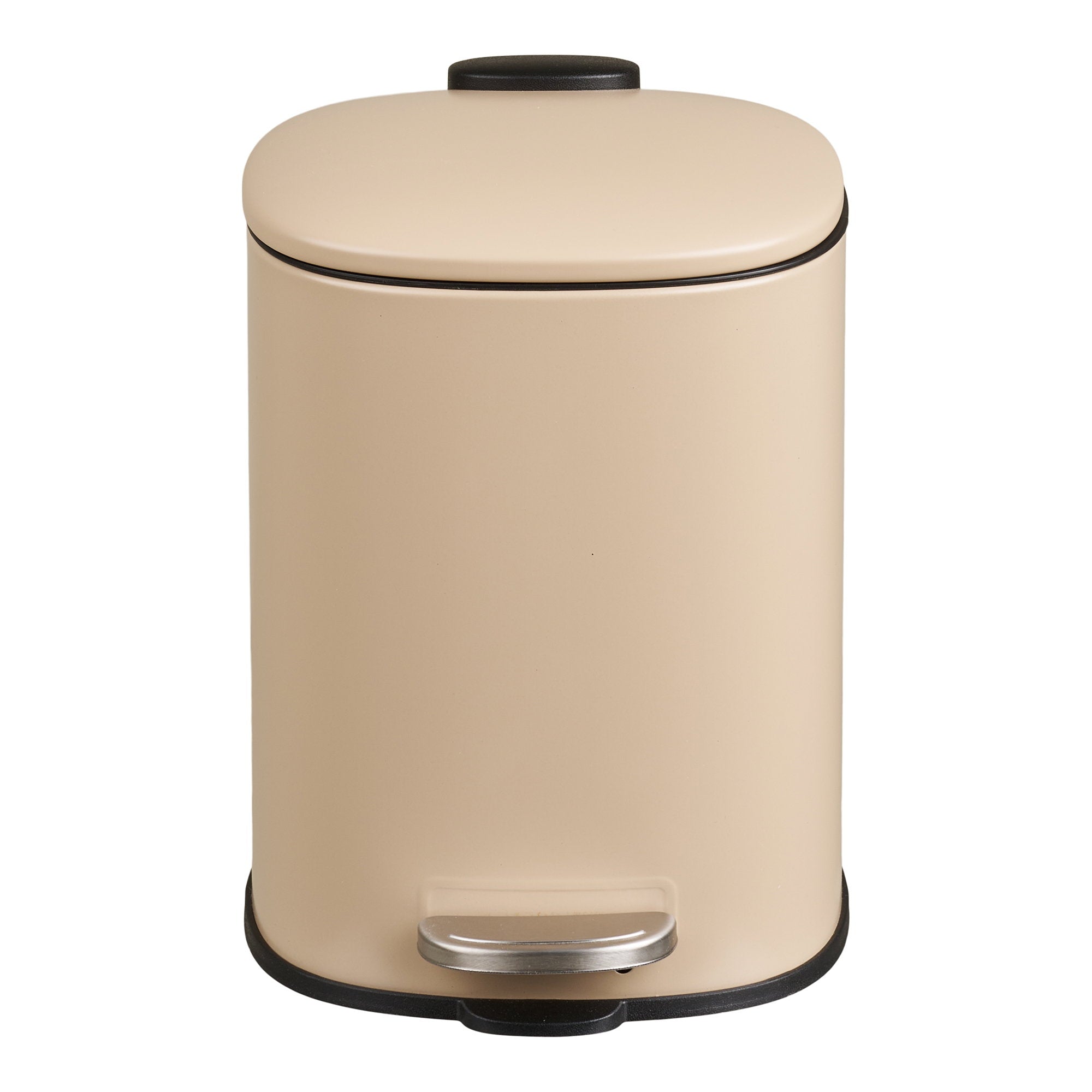 Poubelle à pédale Lodi métal beige 17x21x23 cm vue de face pédale inox