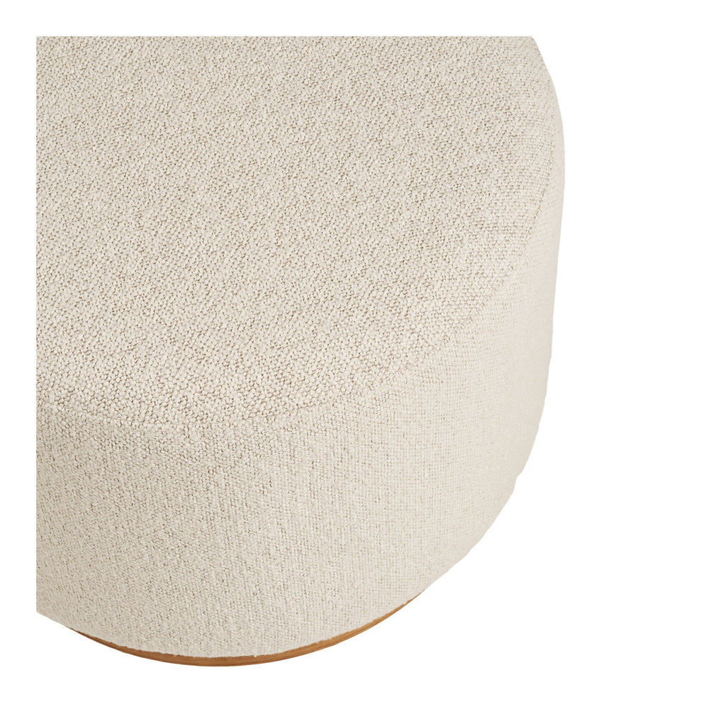 Pouf Daisy bouclé sable texture grainée détail vue dessus arrondi