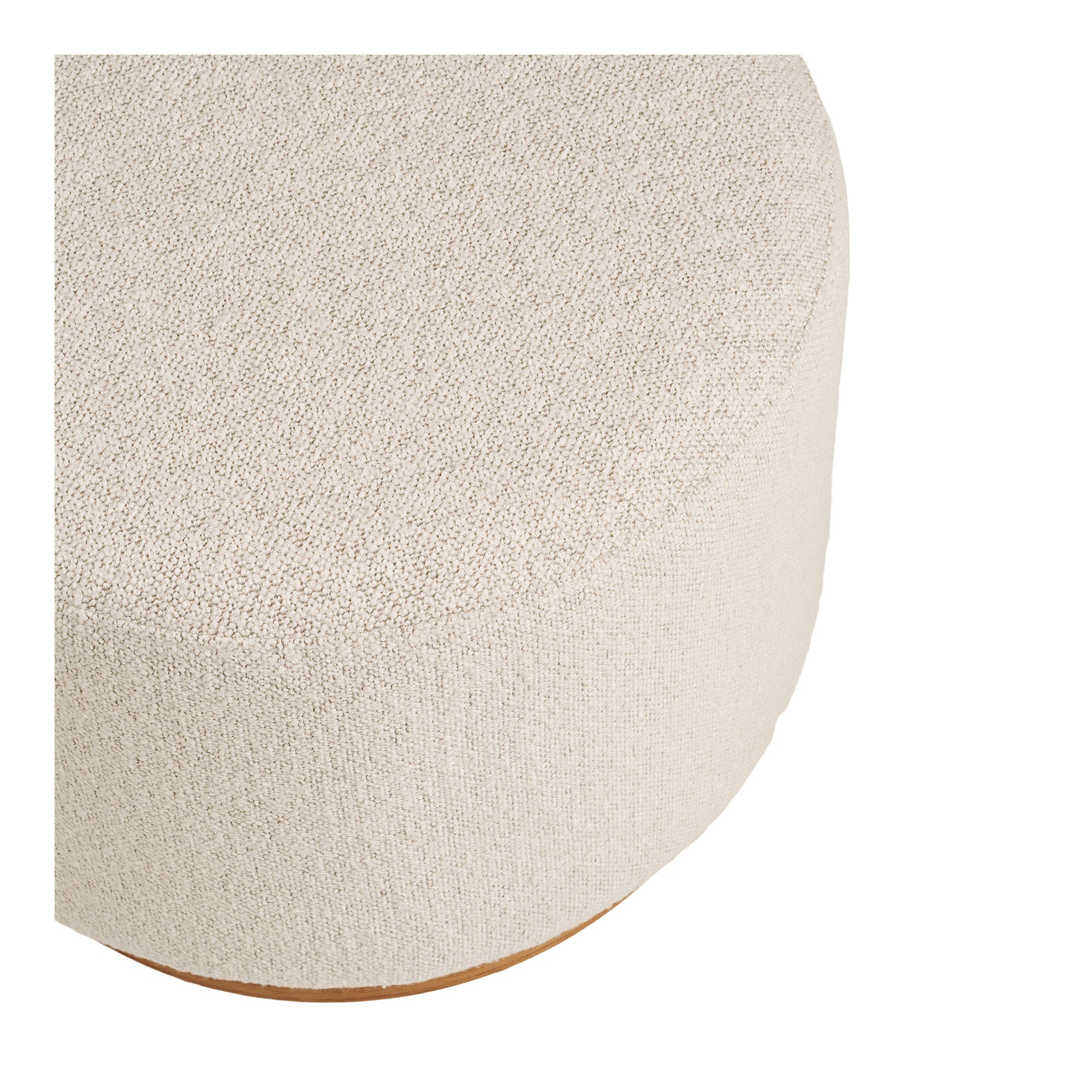 Pouf Daisy bouclé sable texture grainée détail vue dessus arrondi