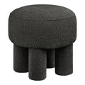 Pouf Canberra bouclé anthracite assise bombée vue trois quarts