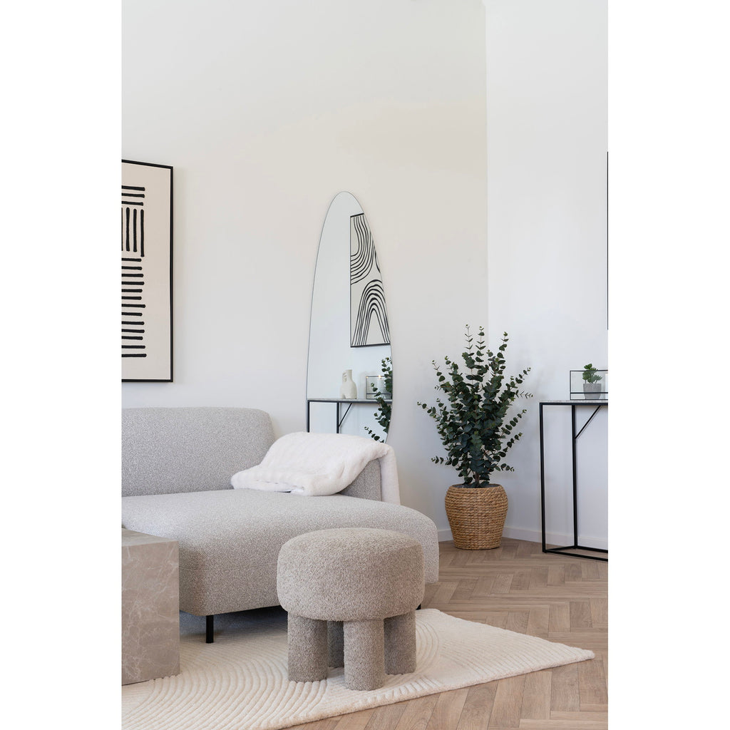 Pouf Canberra bouclé sable foncé ambiance fauteuil lounge salon naturel