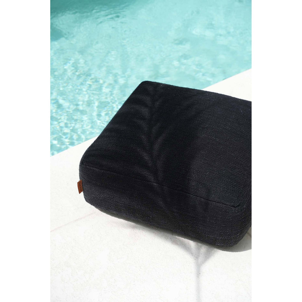 Pouf carré en coton épais noir 60 cm, vue 4