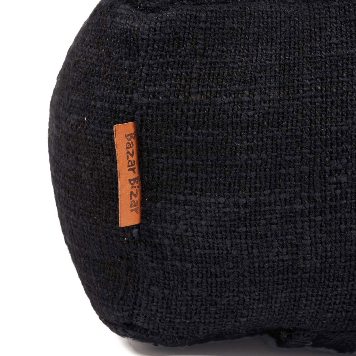Pouf carré en coton épais noir 60 cm, vue 5