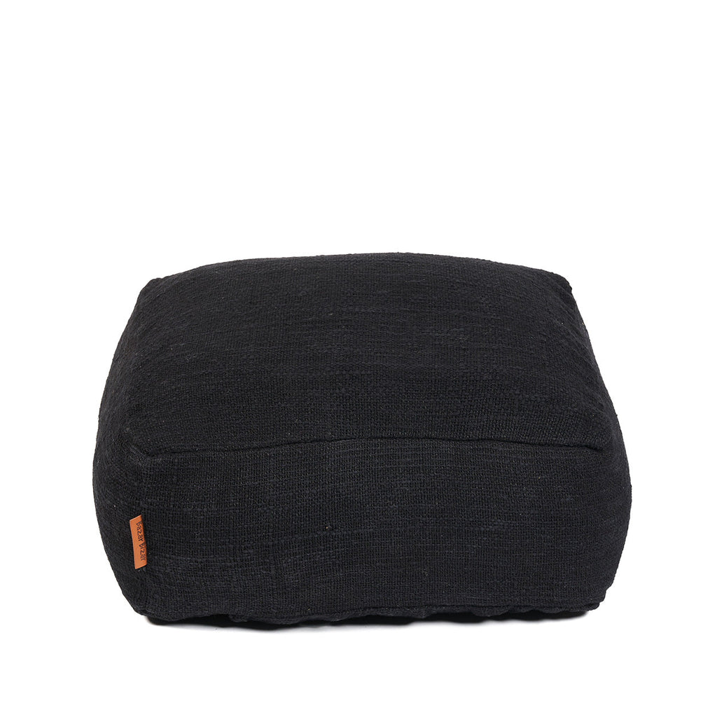 Pouf carré en coton épais noir 60 cm