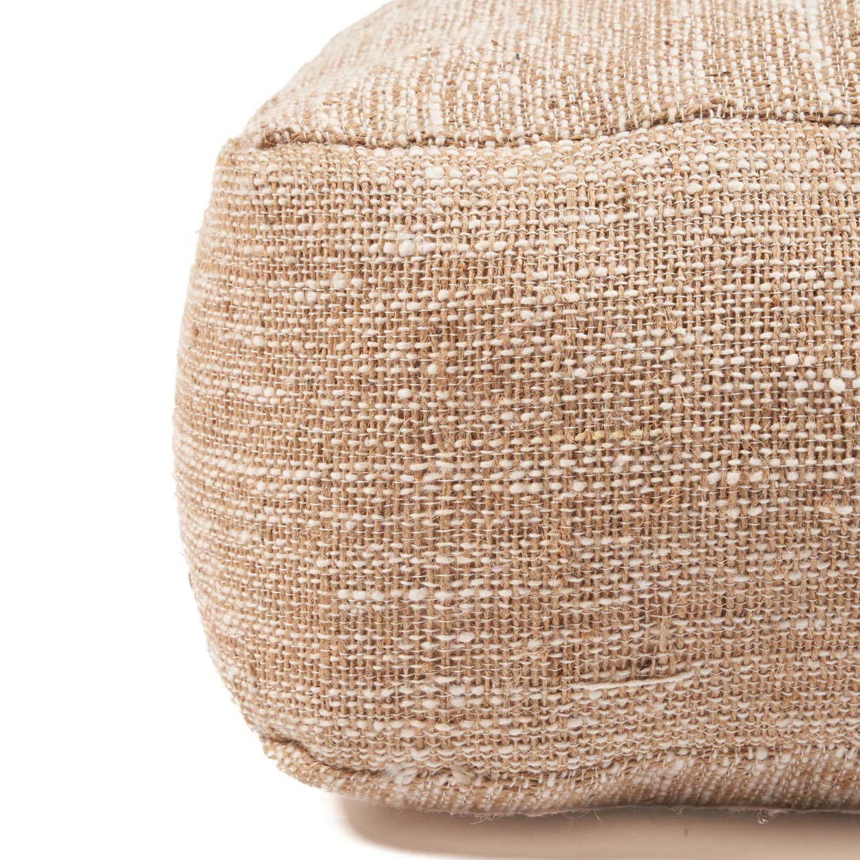 Pouf carré en coton flammé beige 60 cm, vue 4