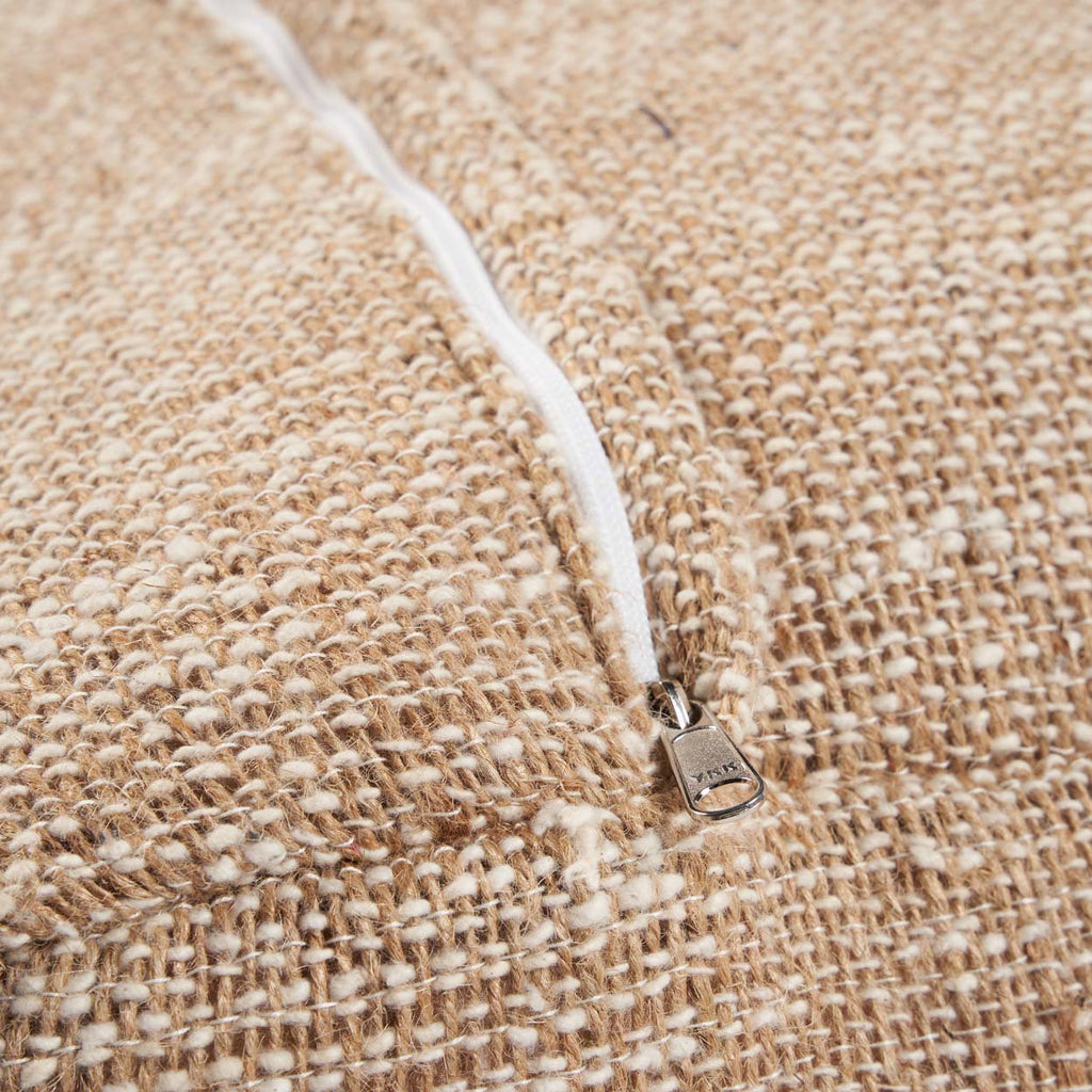 Pouf carré en coton flammé beige 60 cm, vue 6