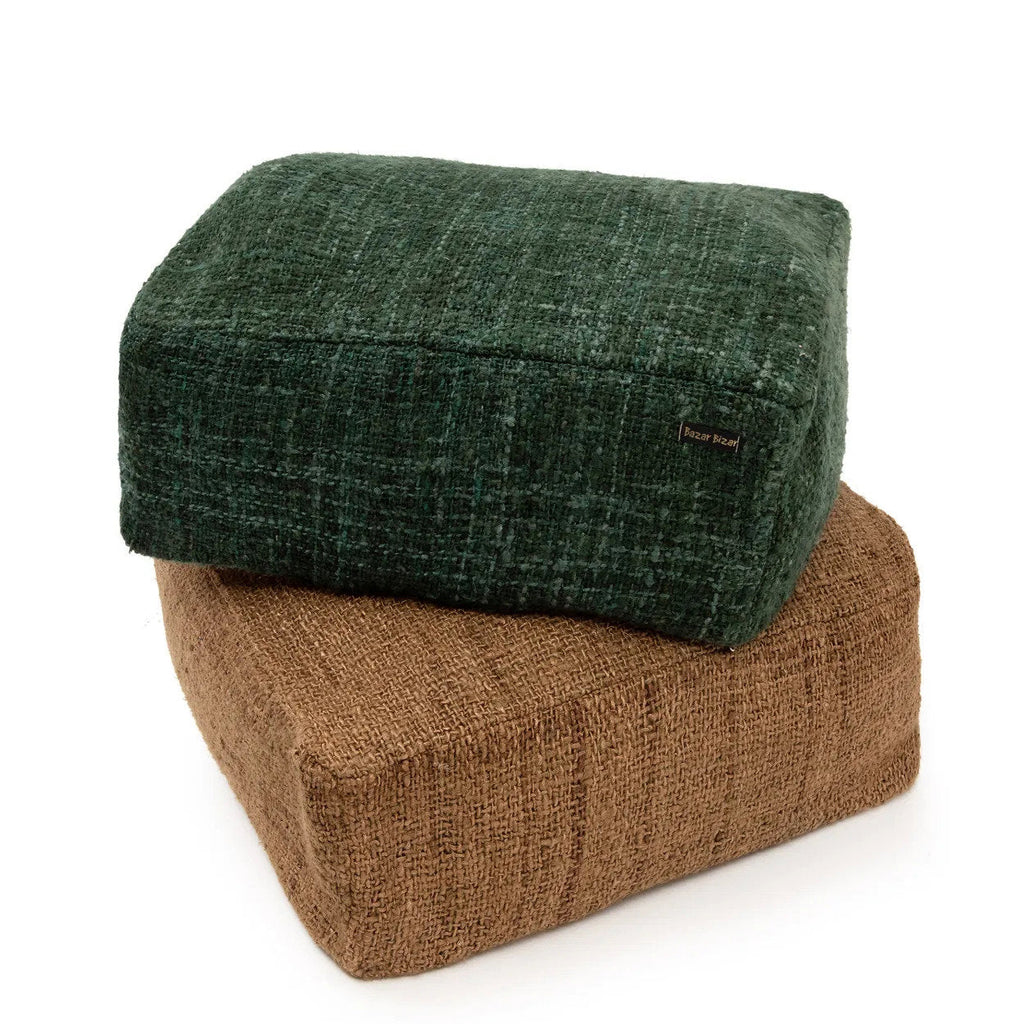 Pouf carré en coton tissé vert forêt 60 cm, vue 5