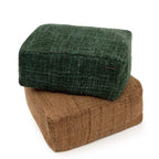 Pouf carré en coton tissé vert forêt 60 cm, vue 5
