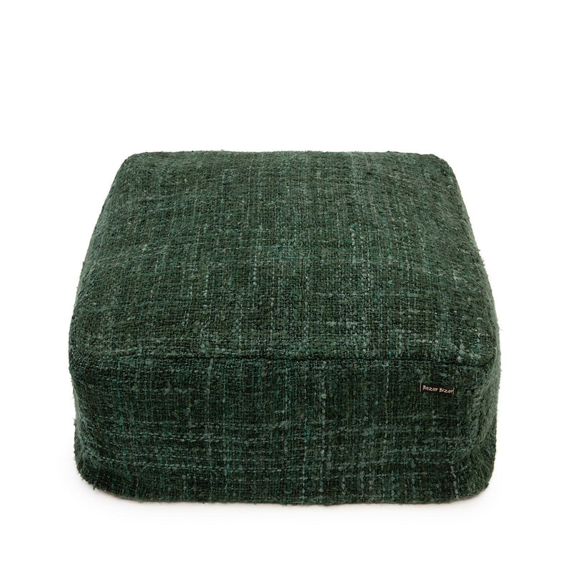 Dimensions Pouf carré en coton tissé vert forêt 60 cm