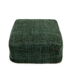 Pouf carré en coton tissé vert forêt 60 cm