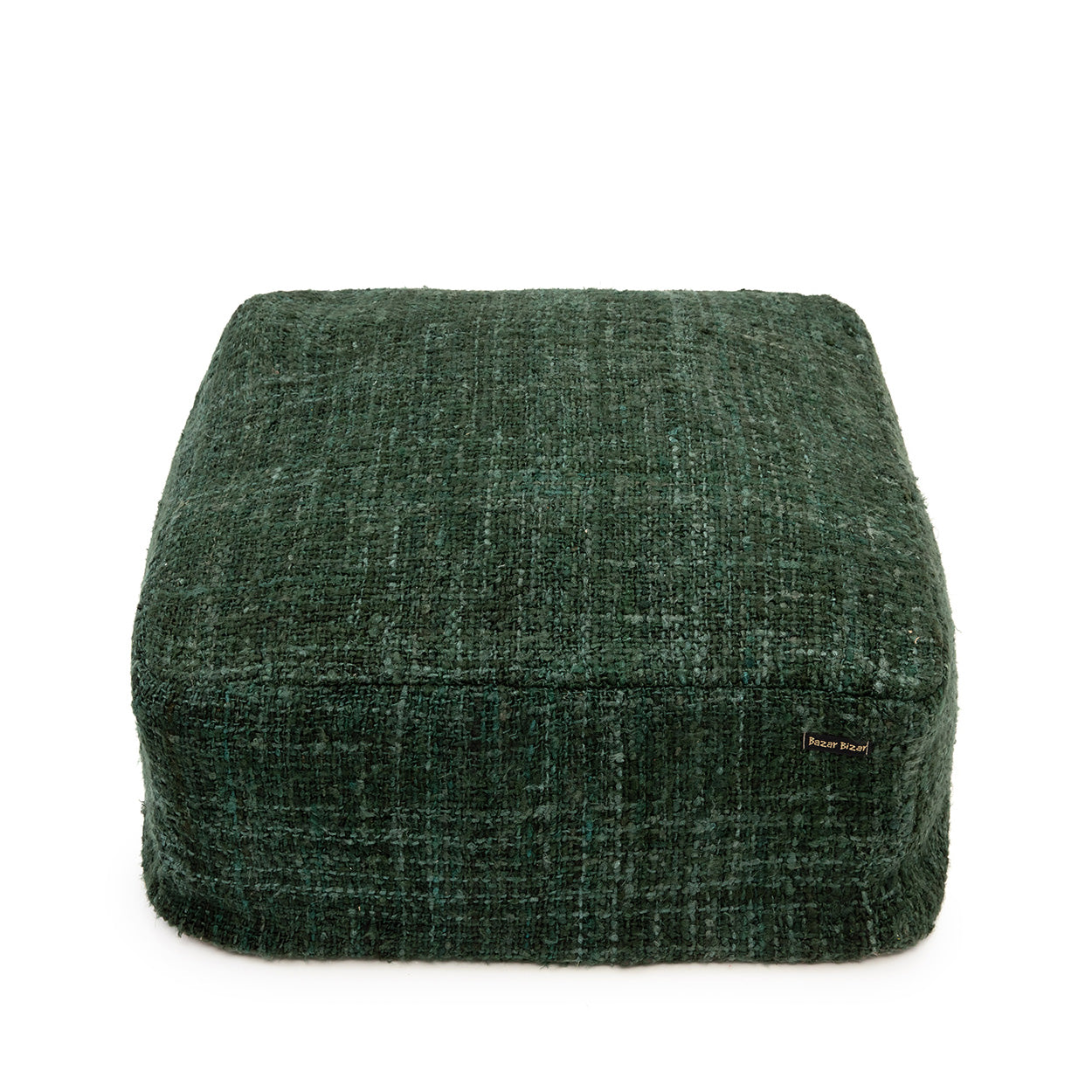 Pouf carré en coton tissé vert forêt 60 cm