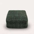 Pouf carré Oh My Gee en coton tissé vert forêt vu de face sur fond blanc