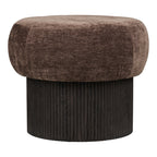 Pouf Christchurch chenille brune socle cannelé vue de face