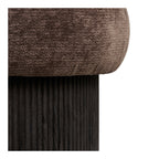 Pouf Christchurch chenille brune socle cannelé vue de détail