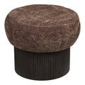 Pouf Christchurch chenille brune socle cannelé