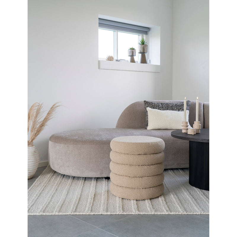 Dimensions Brooklyn Storage Ottoman – Bouclé Beige & Integrated Storage – Ø 44 cm