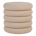 Pouf Brooklyn bouclé beige totem 4 bourrelets Ø44 cm vue de face
