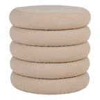 Pouf Brooklyn bouclé beige totem 4 bourrelets 44 cm vue de face