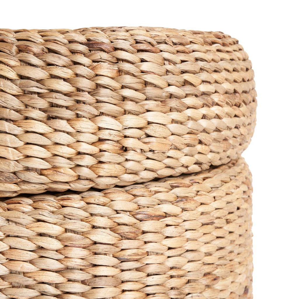 Pouf coffre rond en jacinthe d'eau tressée 60 cm, vue 3