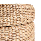 Pouf coffre rond en jacinthe d'eau tressée 60 cm, vue 3