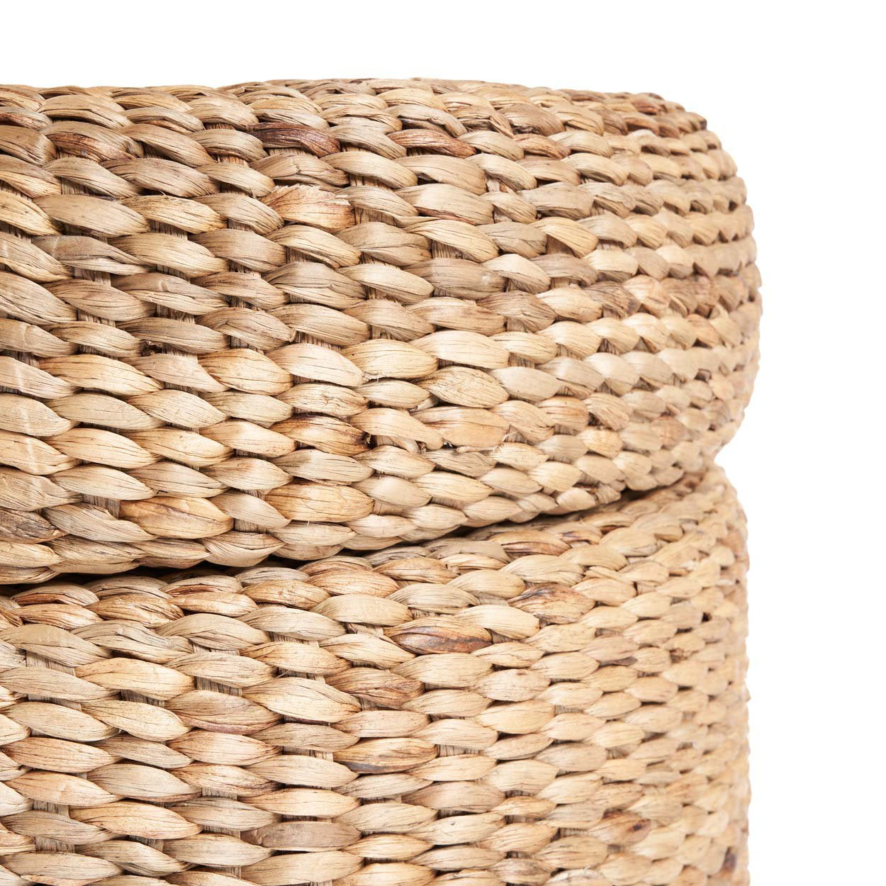 Pouf coffre rond en jacinthe d'eau tressée 60 cm, vue 3