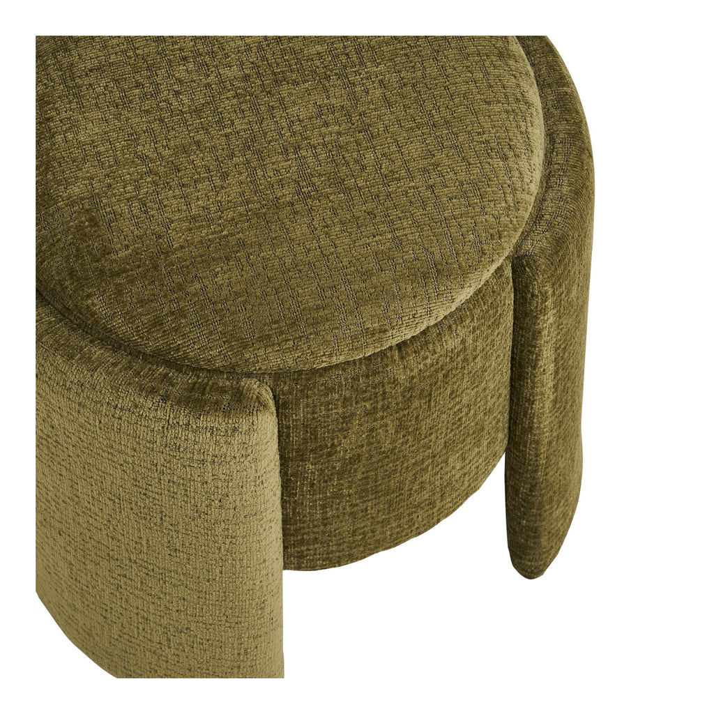 Pouf coffre Walsdorf couvercle ouvert compartiment rangement vert olive dessus