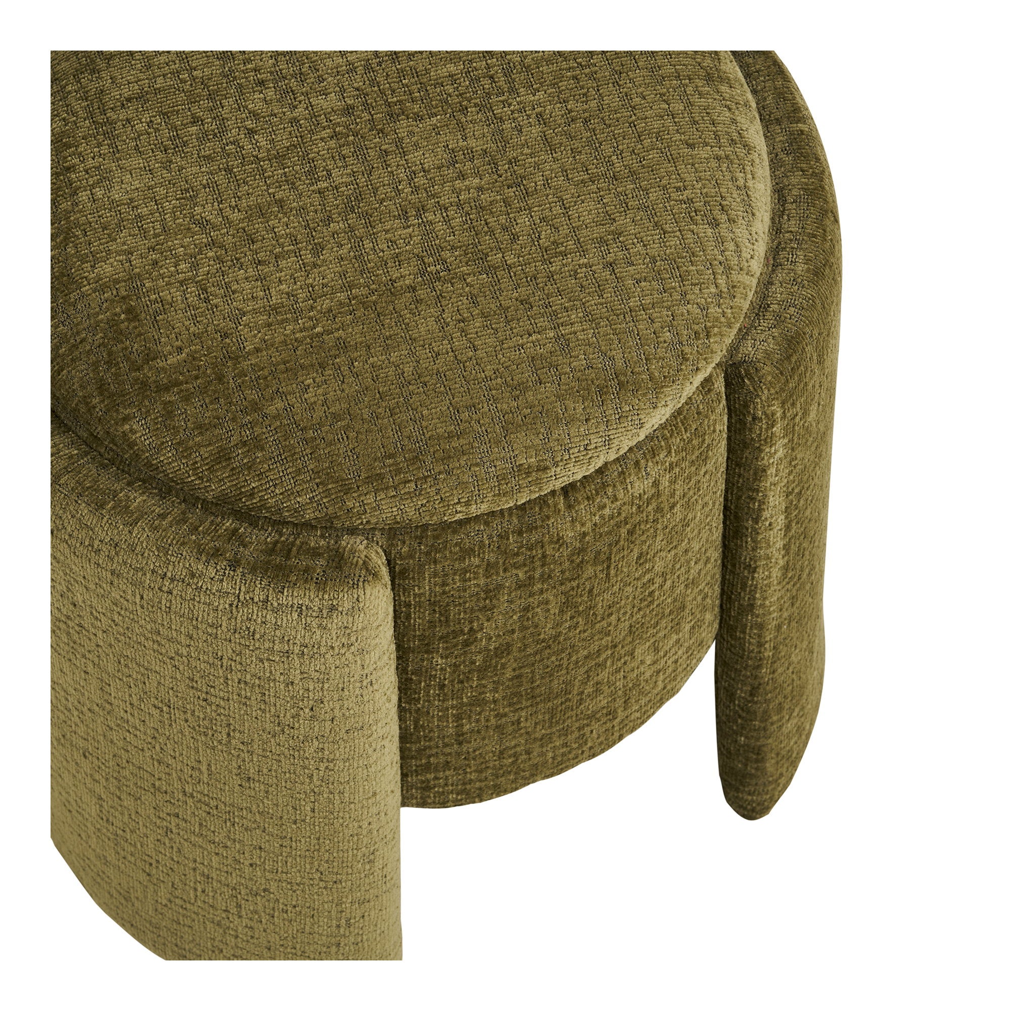 Pouf coffre Walsdorf couvercle ouvert compartiment rangement vert olive dessus